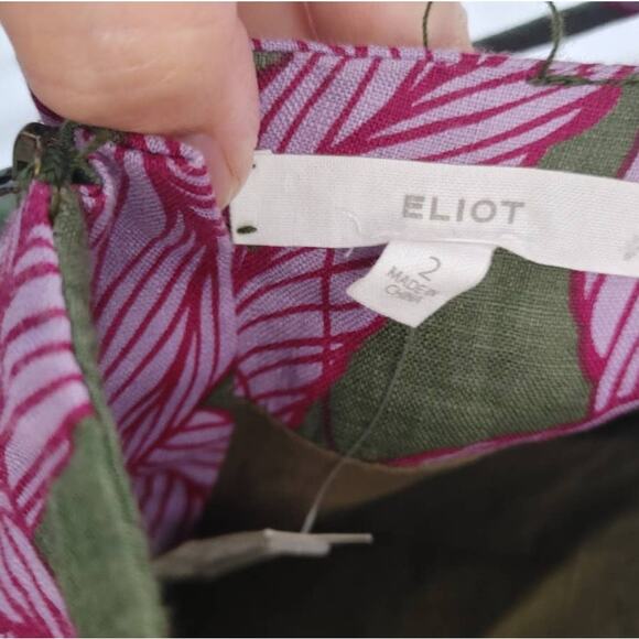 ELIOT Madewell Maxi Halter Dress 100% Linen Leaves Olive NWT Damaged - Picture 4 of 7